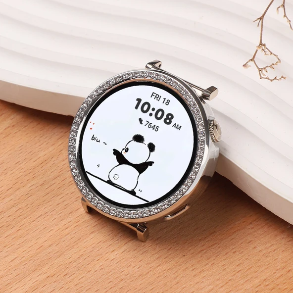 Huawei GT4 41mm Rose Gold Elmas Görünümlü Koruyucu Kılıf - 3