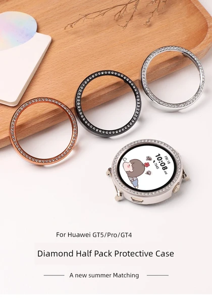 Huawei GT5 41mm Şeffaf Elmas Görünümlü Koruyucu Kılıf - 7