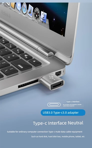 Type-C - USB Hızlı Dönüştürücü - Gümüş Beyaz - 2 Adet - 10