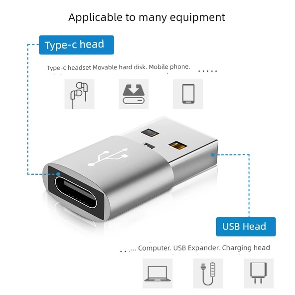 Type-C - USB Hızlı Dönüştürücü - Gümüş Beyaz - 2 Adet - 5