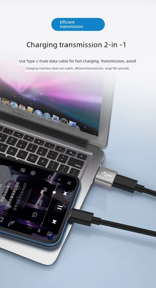 Type-C - USB Hızlı Dönüştürücü - Gümüş Beyaz - 2 Adet - 9