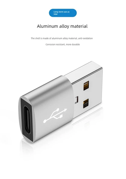 Type-C - USB Hızlı Dönüştürücü - Gümüş Beyaz - 2 Adet - 11