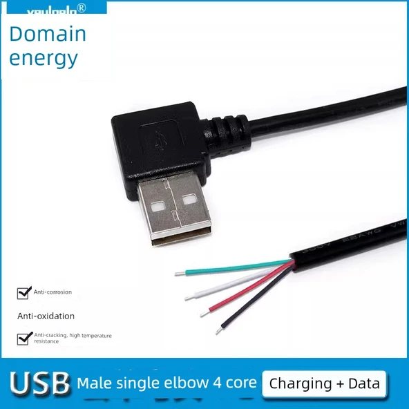 USB Erkek Dirsekli Uzatma Kablosu - 4 Çekirdek - 0.3 Metre