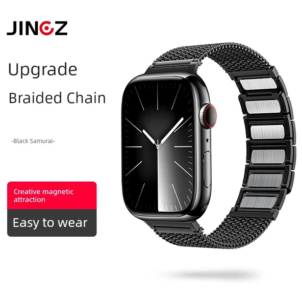 Örgü Titanyum Alaşımlı Apple Watch Kordonu - iwatch 6/5/4/SE 40mm - Siyah