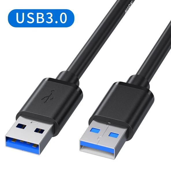 Çift Başlıklı USB 3.0 Erkek-Erkek Data Kablosu 2m - Yüksek Hızlı, Güçlendirilmiş Bağlantı (2 Adet)