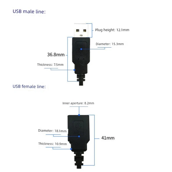 USB Erkek Uzatma Kablosu - 2 Çekirdek - 2 Metre - 10