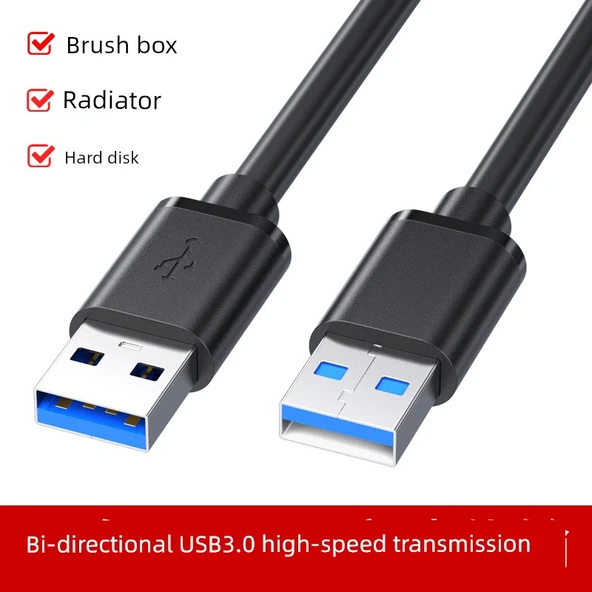 Çift Başlıklı USB 3.0 Erkek-Erkek Data Kablosu 3m - Yüksek Hızlı, Güçlendirilmiş Bağlantı (1 Adet) - 2