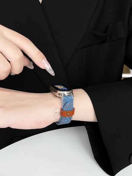 Xiaomi Mi Band 9/NFC Zımbalı Kot Kordon ve Nötr Şeffaf Kılıf - Parlak Siyah (2 Film) - 6