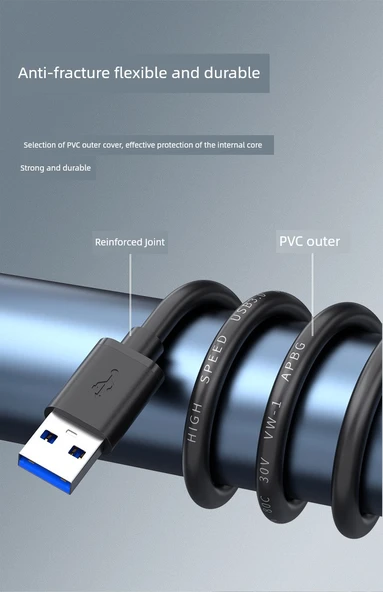 Çift Başlıklı USB 2.0 Erkek-Erkek Data Kablosu 2m - Güçlendirilmiş Bağlantı (2 Adet) - 11