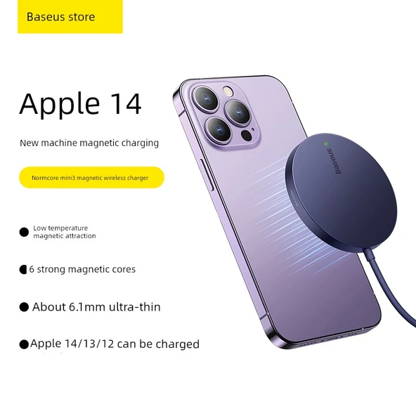 20W Şarj Başlıklı Manyetik Kablosuz Şarj Aleti - Xinghai Mavi - 6