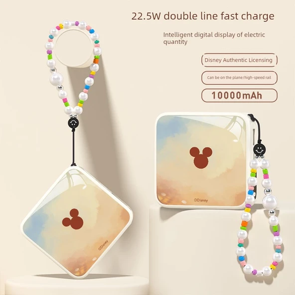 Disney Mickey 10000mAh Powerbank - Toz Duman Mickey Bileklikli
