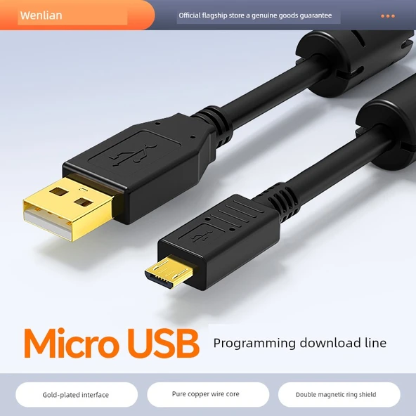 Mikro USB Data Kablosu - Çift Mıknatıslı - 1 Metre - Siyah