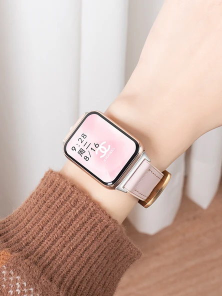 Xiaomi Bracelet 8Pro Gümüş Konnektörlü Kayış - Pirinç Beyazı ve Açık Pudra - 5