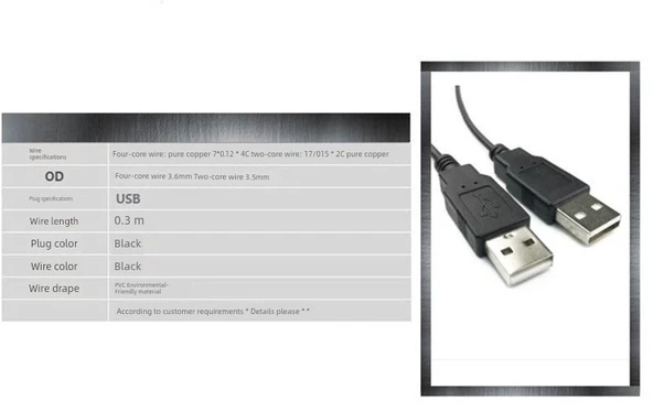 USB Erkek Dirsekli Uzatma Kablosu - 2 Çekirdek - 0.3 Metre - 8