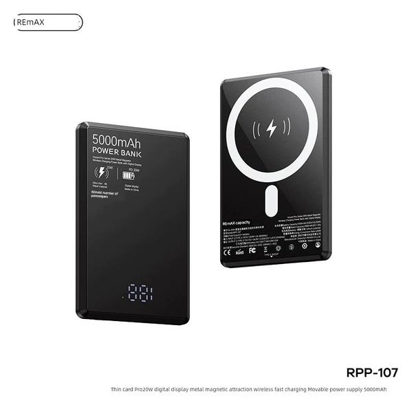 Manyetik Kablosuz Powerbank - Fantom Siyahı 5000mAh - 20W Hızlı Şarj