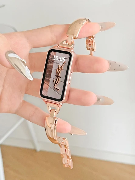 Huawei Bileklik 10/10nfc Uyumlu Ay Yüzü Desenli Altın Akıllı Bileklik Kayışı - Resim 2