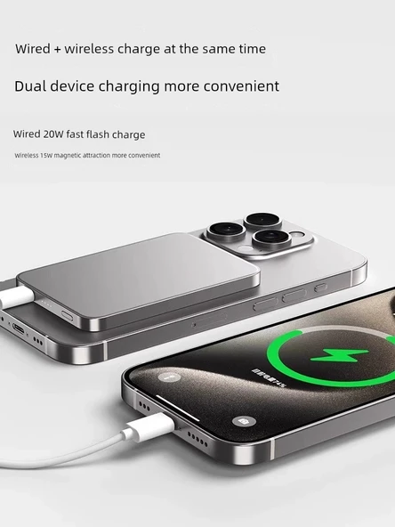 Manyetik Kablosuz Powerbank - 10000mAh - Koyu Gece Moru 5000mAh - 4