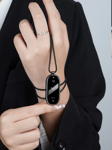 Xiaomi Mi Band 7 Uyumlu Kolye Askısı - Siyah - Çift Delikli + 2 Film - 2