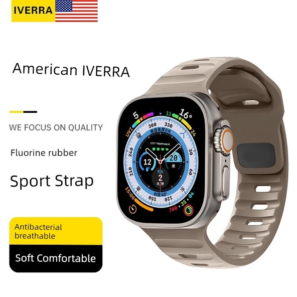 Apple Watch 4-10/SE Uyumlu Florlu Silikon Kordon 40/41/42mm - Çöl Sarısı