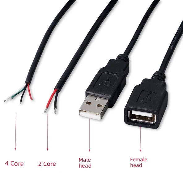 USB Erkek Dirsekli Uzatma Kablosu - 2 Çekirdek - 0.3 Metre - 9