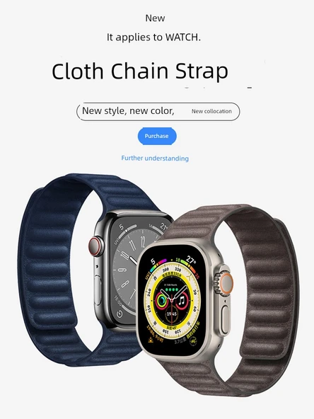 Apple Watch S10 46mm Sarı Kanvas Kordon - 2