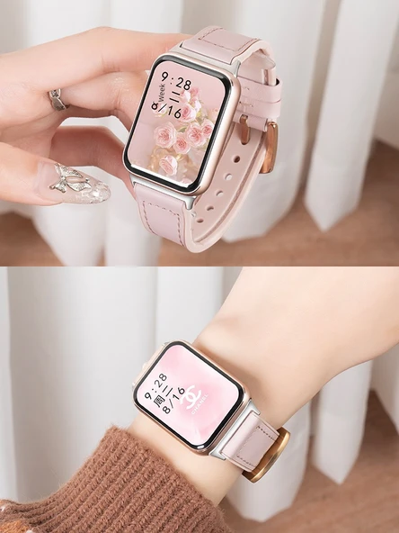 Xiaomi Bracelet 8Pro Gümüş Konnektörlü Kayış - Pirinç Beyazı ve Pembe - 2