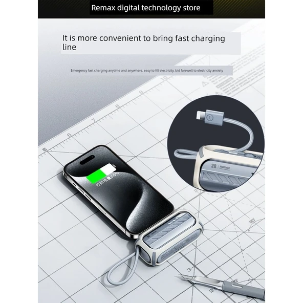5000mAh Gri Taşınabilir Hızlı Şarj Powerbank - Apple 15/Huawei - 4