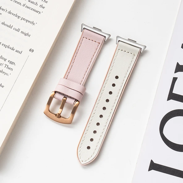 Xiaomi Bracelet 8Pro Gümüş Konnektörlü Kayış - Pirinç Beyazı ve Pembe