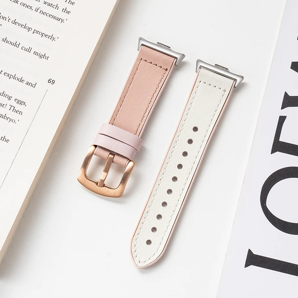 Xiaomi Bracelet 8Pro Gümüş Konnektörlü Kayış - Pirinç Beyazı ve Açık Pudra