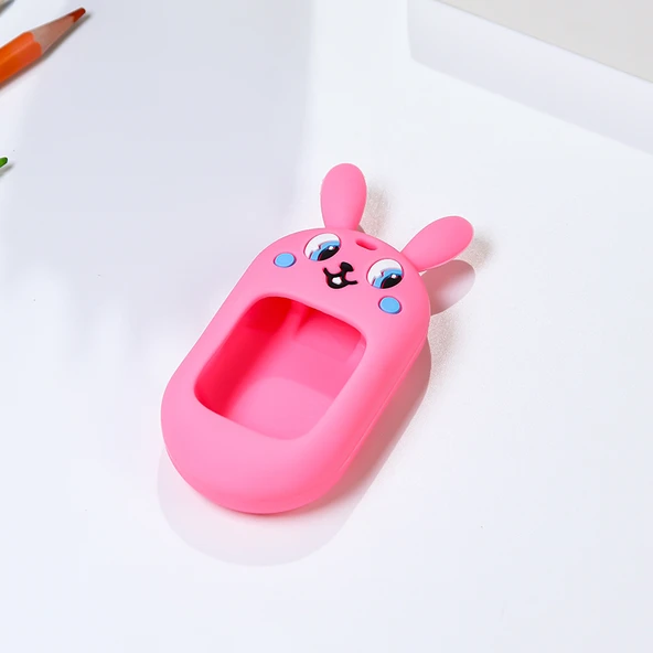 Pembe Sevimli Tavşan Kız Çocuk Akıllı Saat Kolyesi (2 Kalın Askı)