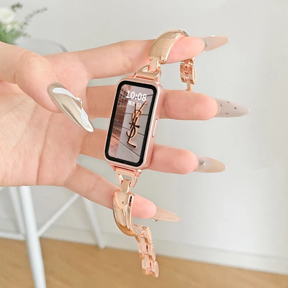 Huawei Glory Bileklik 7/6nfc Uyumlu Ay Yüzü Desenli Mei Altın Akıllı Bileklik Kayışı