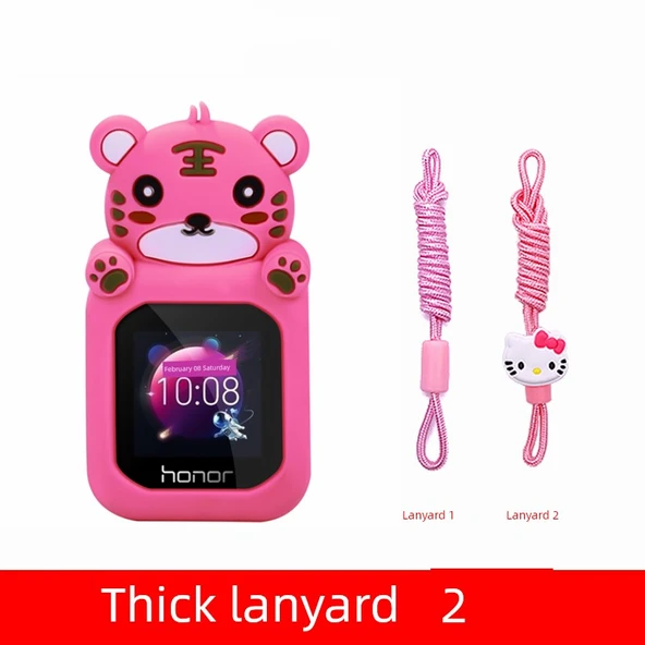 Pembe MengMeng Kaplan Kız Çocuk Akıllı Saat Kolyesi - Z5 Uyumlu