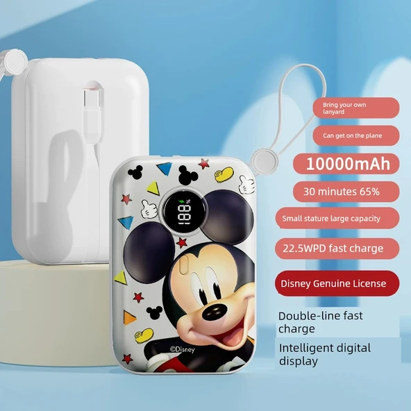 10000mAh Powerbank - Mutlu Mickey Süper Hızlı Şarj Disney Ortak