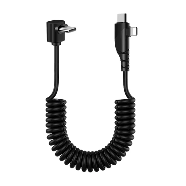Type C - 2si1 Stereo Dirsek Yaylı Araç CarPlay Data Kablosu - Uzun