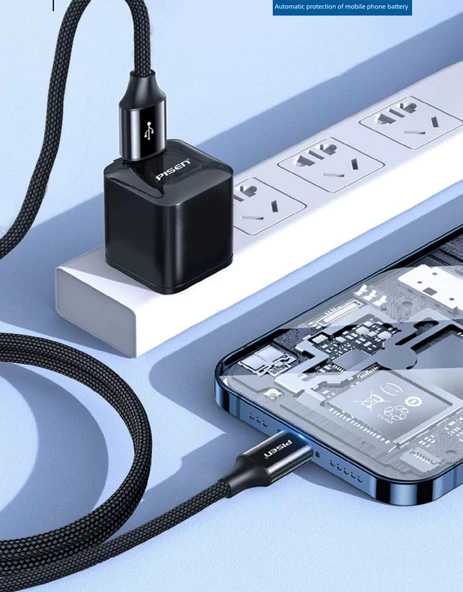USB Magic Siyah 1.2m Hasır Örgülü Süper İletken Bakır Kablo (1 Alana 1 Bedava) - 11
