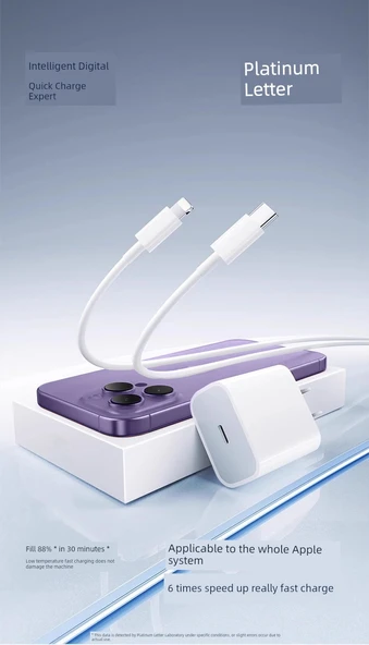 Apple 15/16 Hızlı Şarj Seti - 1.0m Kablo + 30W Adaptör - 5