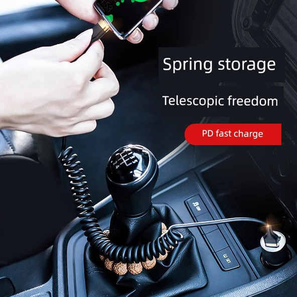 Type C - Apple PD Stereo Dirsek - Düz Yaylı Hızlı Şarj Kablosu - Uzun - 3