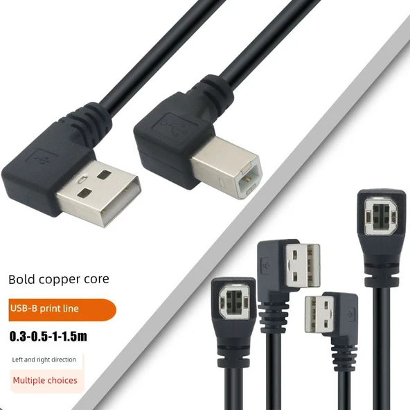 1.5m Yazıcı Data Kablosu - [Alt-A Düz] 2628AWG Çekirdekli + Çift Katmanlı Korumalı - 2