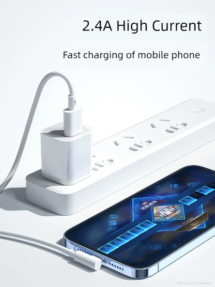 iPhone iPad Dirsek Uçlu Hızlı Şarj Data Kablosu - 1.0 Metre - Tekli Paket - 3