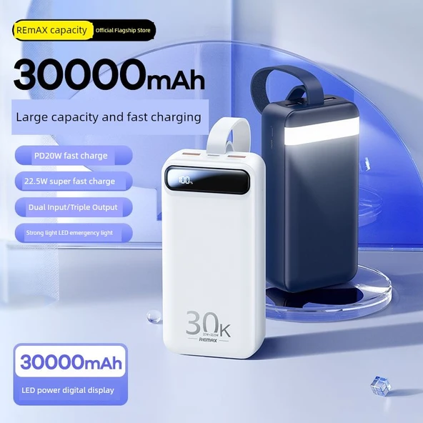 30000mAh 22.5W Hızlı Şarj Powerbank - Mavi [22.5WPD20W Süper Hızlı Şarj] - 3