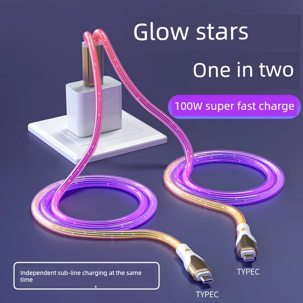 RGB Işıklı Yıldızlı Gökyüzü USB - Apple Şarj ve Data Kablosu - 2 Metre - 3