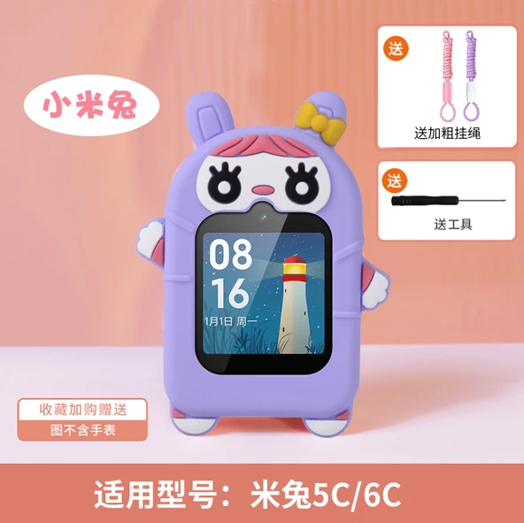 Xiaomi Mi Tu 5C/6C Saat Kolyesi - Mor Mi Tu + 2 Kordon