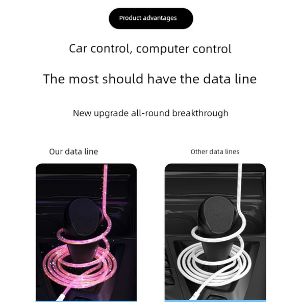 RGB Işıklı Yıldızlı Gökyüzü USB - Apple Şarj ve Data Kablosu - 2 Metre - 4
