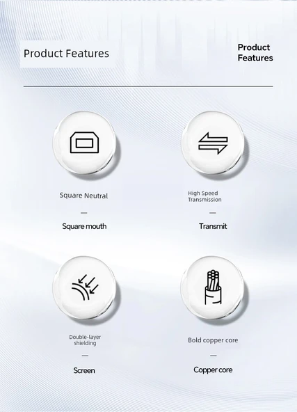 PLC Programlama USB Kablosu - 3m - Kare Data Hattı - Çift Manyetik Halka - Üst Düzey - 10