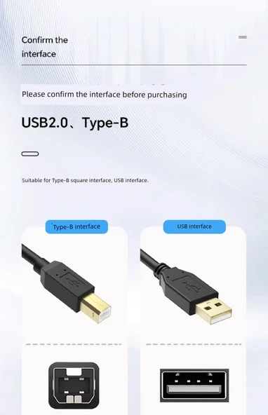 PLC Programlama USB Kablosu - 3m - Kare Data Hattı - Çift Manyetik Halka - Üst Düzey - 11