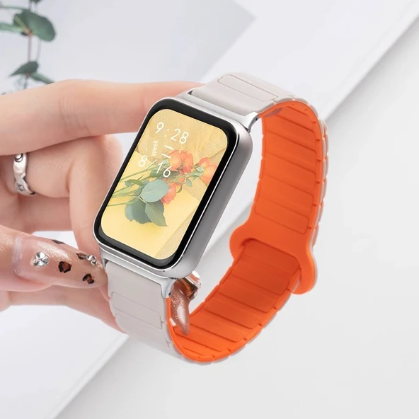 Xiaomi Bracelet 9Pro Yıldız Işığı Turuncu Silikon Manyetik Kordon
