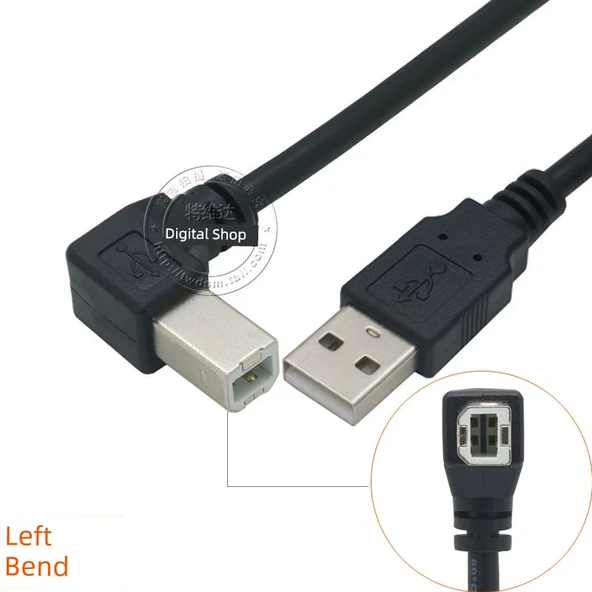 0.5m Yazıcı Data Kablosu - [Sol-Düz] 2628AWG Çekirdekli + Çift Katmanlı Korumalı