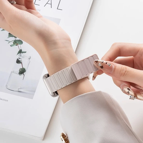 Xiaomi Bracelet 9Pro Yıldız Işığı Turuncu Silikon Manyetik Kordon - 5