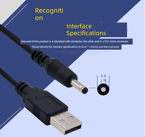 USB Şarj Kablosu - 1 Metre - 3.5mm Yuvarlak Uçlu