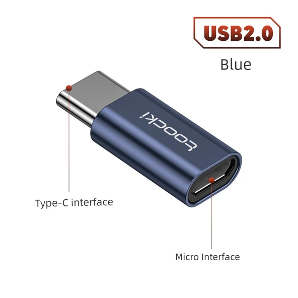 Type-C - Micro USB OTG Adaptör - Mavi